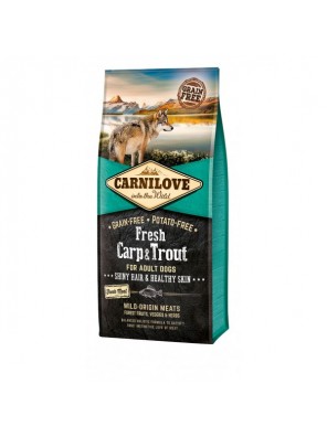 CARNILOVE FRESH Carpe & truite, Pelage et peau chiens adultes (sac abîmé) 12 kg