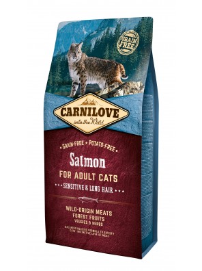 CARNILOVE CAT Salmon, Peaux sensibles et poils longs (sac abîmé) 6 kg 