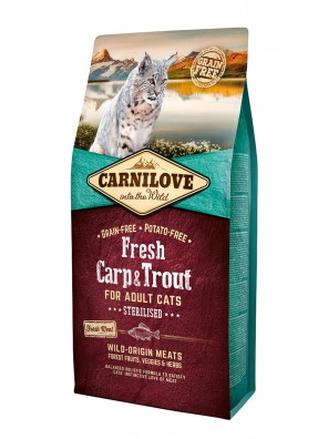 CARNILOVE FRESH Carpe et truite, Chats stérilisés (sac abîmé) 6 kg